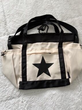 Canvas Star Tote Bag in Cream and Black